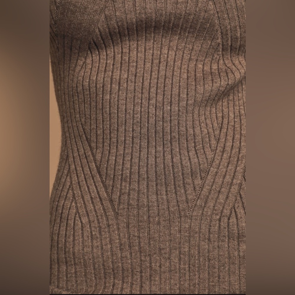 ✨Lulus NWT Heather Taupe Ribbed Mock Neck Sweater Dress 🤎Medium ✨ - Picture 5 of 7